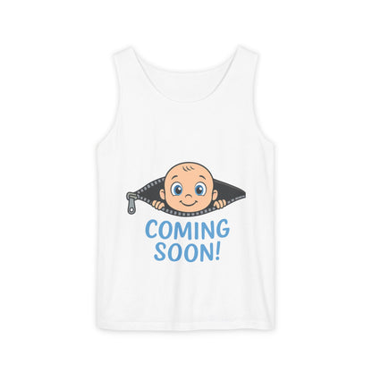 Coming Soon Maternity Tank Top, Cute Baby Boy Pregnancy Announcement Tee, Funny Expecting Mom Gift, Gender Reveal Tee, Baby Shower Top