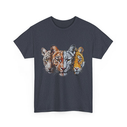 Wildlife Fusion Unisex Heavy Cotton Tee - Nature Lover's Apparel, Tiger Graphic Shirt, Animal Enthusiast Gift, Eco-Friendly Fashion