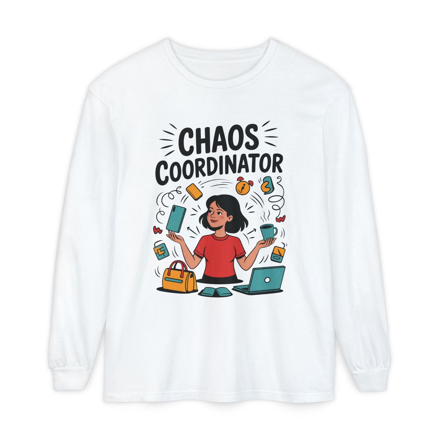 Chaos Coordinator Women's Long Sleeve, Mom Life Graphic Long Sleeve, Gift for Busy Moms, Multitasking Mom Gift, Cute Mother's Day Gift
