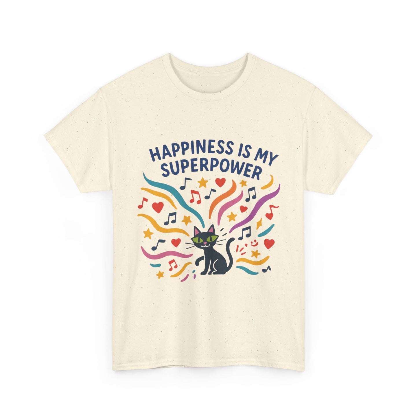 Happiness is My Superpower Tee - Fun Womens Cotton T-Shirt, Gift for Cat Lovers, Cute Pet Apparel, Everyday Wear, Positive Vibes