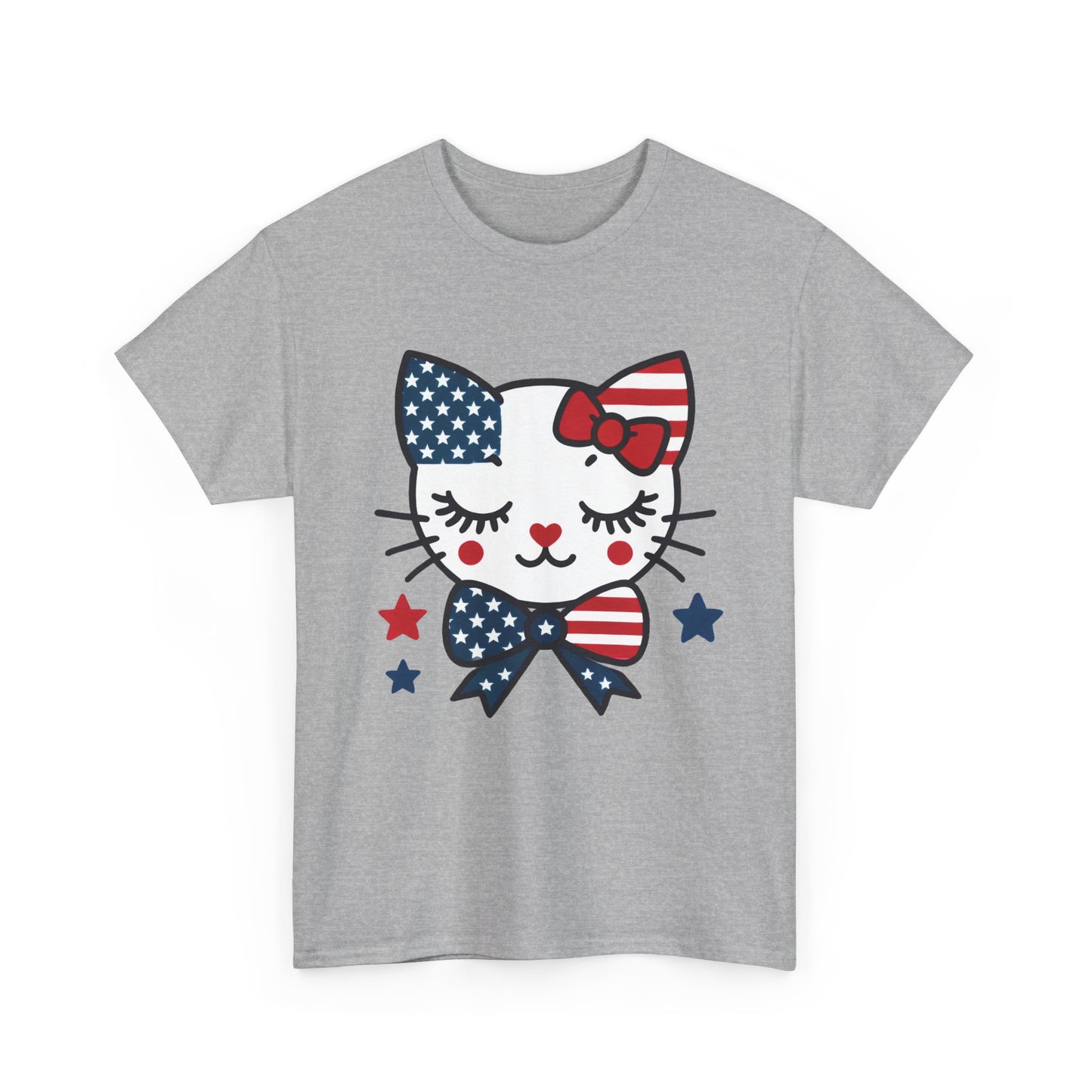 Patriotic Cat Women's Tee, Cute Cat Shirt, Women's T-Shirt, July 4th Outfit, Independence Day Gift, Animal Lover Apparel