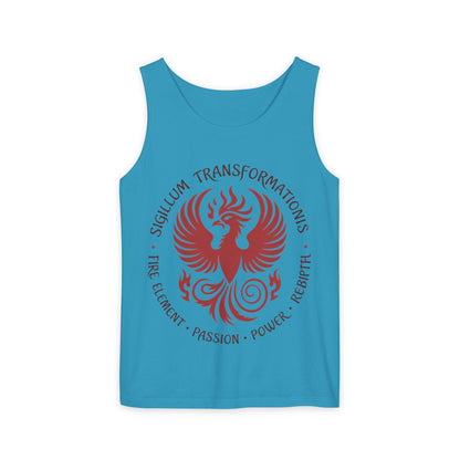 Phoenix Fire Element Tank Top, Sigillum Transformationis Seal, Passion Power Rebirth Totem, Phoenix Symbol Unisex Tank, Spiritual Tee