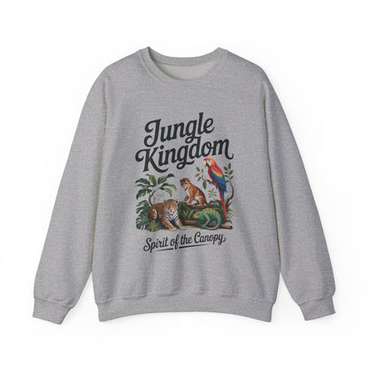 Jungle Kingdom Mens Sweatshirt, Cozy Jungle Crewneck, Nature Lover Gift, Wildlife Artwork, Eco-Conscious Apparel, Animal Enthusiast Clothing