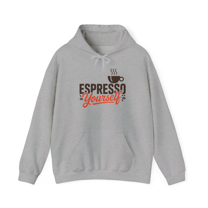 Men's Heavy Blend™ Hooded Sweatshirt, Espresso Yourself Mens Hoodie, Coffee Lover Funny Graphic Pullover