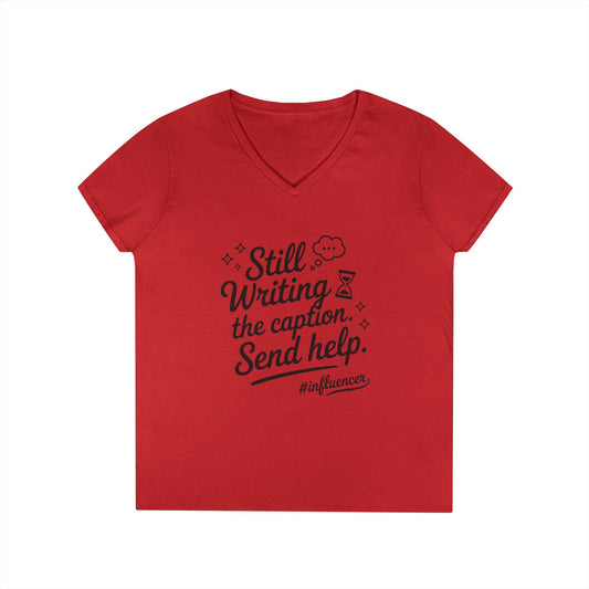 Funny Influencer Womens V-Neck T-Shirt, Social Media Tee, Funny Tee for Creatives, Gift Social Media Lovers, Fun Gift for Content Creators
