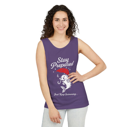 Stay Prepared Fish Womens Tank Top - Funny Just Keep Swimming Sleeveless Shirt - Cute Nautical Summer Top, Beachwear, Pool Party Must-Have