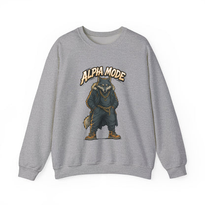 Alpha Mode Wolf Crewneck Sweatshirt, Mens Streetwear Pullover, Hip Hop Savage Wolf Sweater, Alpha Male Graphic Crewneck, Urban Wolf Gift