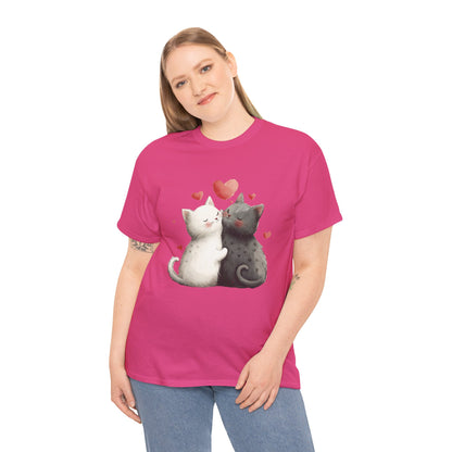Cute Cat Love T-Shirt, Adorable Feline Couple Tee, Gift for Cat Lovers, Valentine's Day Shirt, Cozy Everyday Wear, Cat Mom T-Shirt