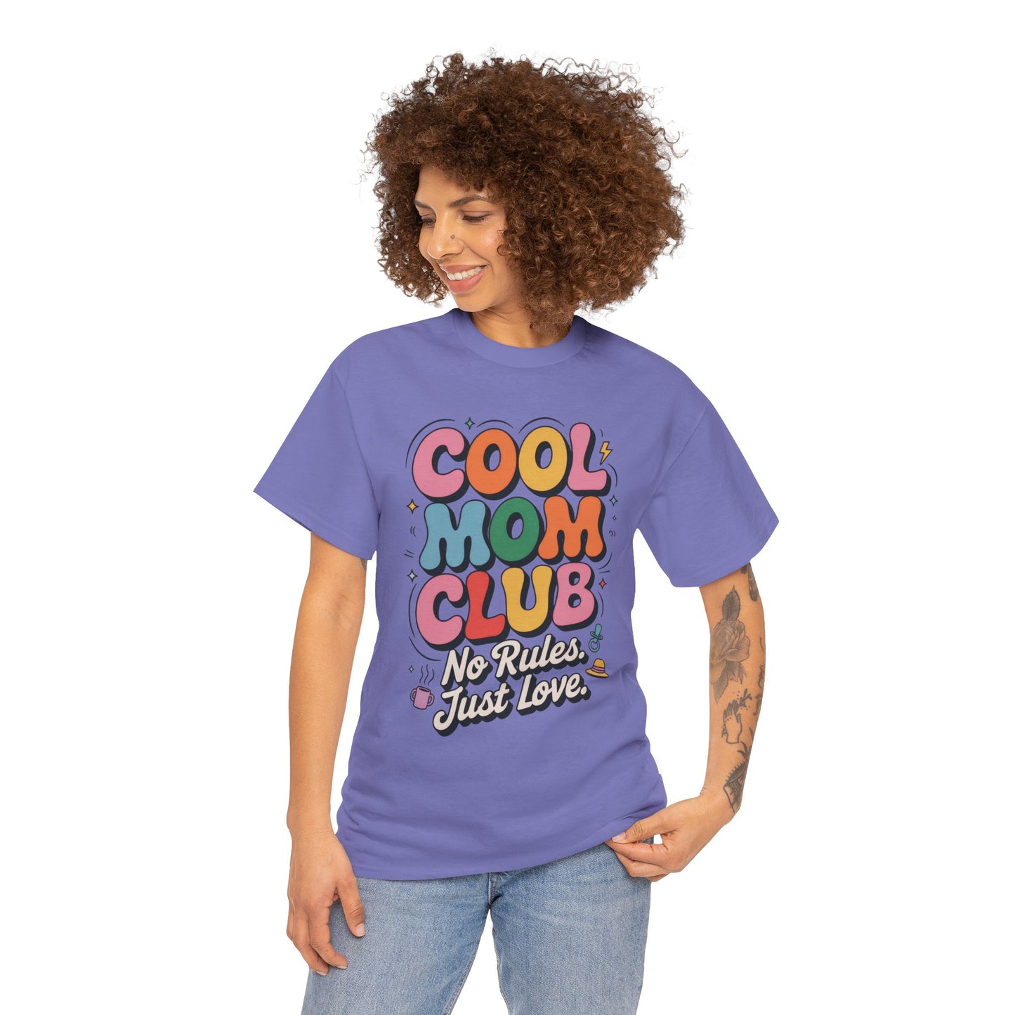 Cool Mom Club Tee, Fun Cotton T-Shirt for Moms, Mothers Day Gift, Parenting Humor Apparel, Fun Mom Shirt, No Rules Just Love Retro Style