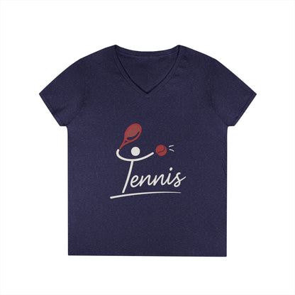Ladies' V-Neck T-Shirt, Womens Tennis Graphic T-Shirt, Cute Sports Tee, Funny Workout Gym Top for Women