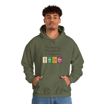 Sarcasm Hoodie for Men, Funny Nerd Hoodie, Primary Element of Humor Sweatshirt, Science Lover Gift for Him, Sarcastic Humor Apparel
