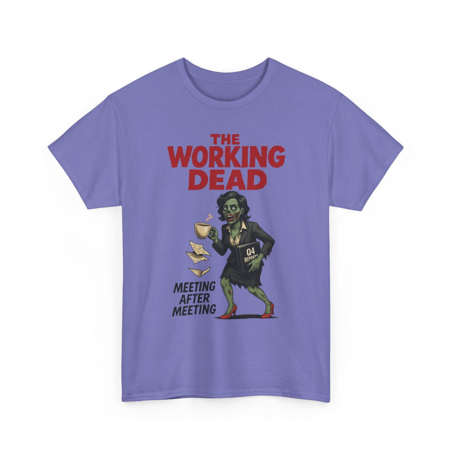 The Working Dead Women's Zombie Funny Office T-Shirt, Meeting Humor Tee, Zombie Work Top, Halloween Work Tee