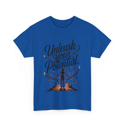 Unleash Your Potential Women's Tee, Motivational T-Shirt, Inspirational Cotton Tee, Gift for Gym Lovers, Positive Energy Top