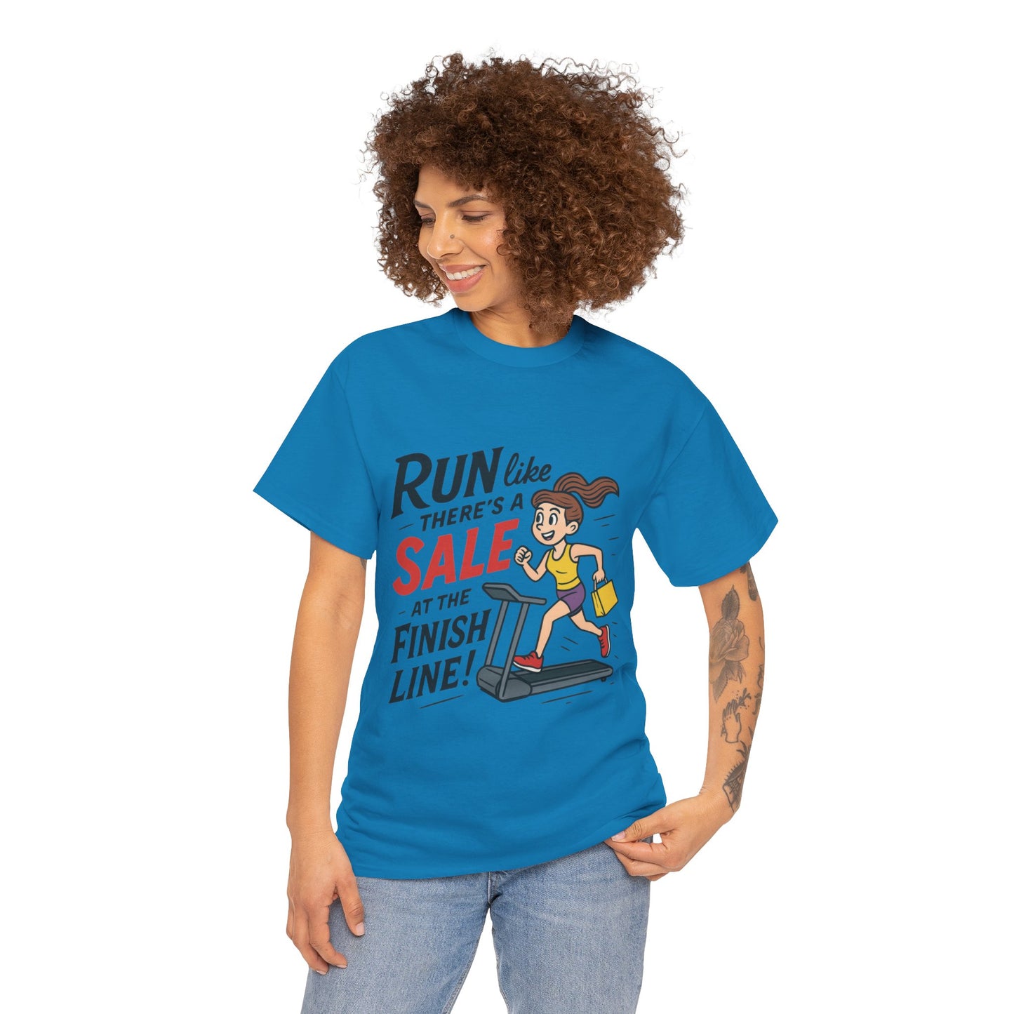 Motivational Fitness Tee, Workout Shirt, Funny Exercise Gym Top, Funny Shopping Tee, Treadmill Runner Shirt for Her,  run for sale tee