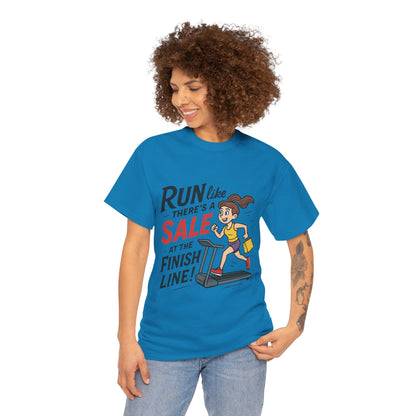 Motivational Fitness Tee, Workout Shirt, Funny Exercise Gym Top, Funny Shopping Tee, Treadmill Runner Shirt for Her,  run for sale tee