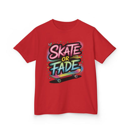 Skate Or Fade Girls Shirt, Colorful Graffiti Skateboarding Tee, Kids Heavy Cotton™ Tee
