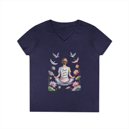 Mindful V-Neck T-Shirt, Inspirational Tee, Yoga Shirt, Self-Care Apparel, Gift for Her, Casual Wear, Find Your Inner Peace