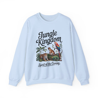 Jungle Kingdom Mens Sweatshirt, Cozy Jungle Crewneck, Nature Lover Gift, Wildlife Artwork, Eco-Conscious Apparel, Animal Enthusiast Clothing