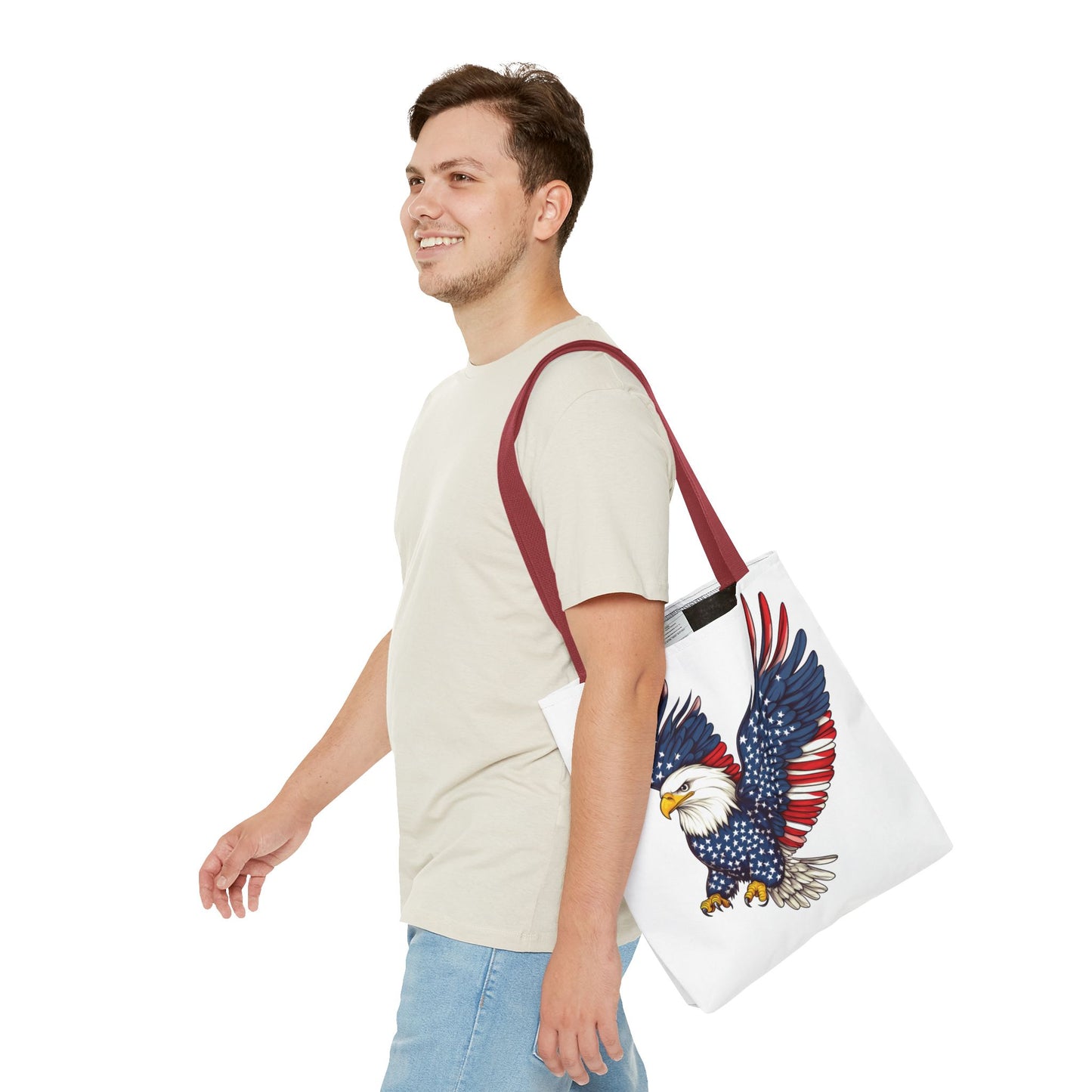 Patriotic Eagle Tote Bag, AOP, Perfect for July 4th, Festivals, Eco-Friendly Shopping, Gift for Nature Lovers, large canvas bag, beach bag