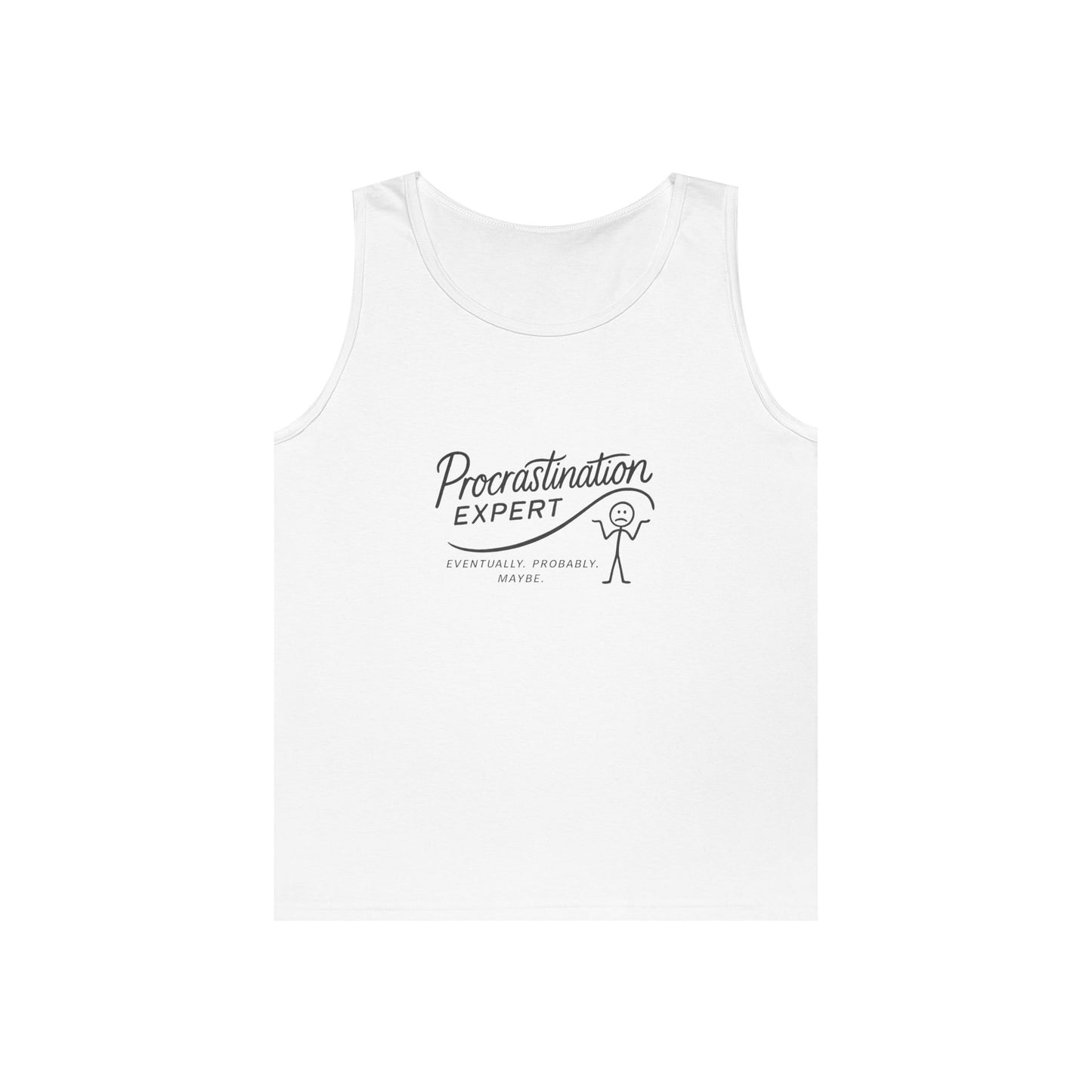 Procrastination Expert Unisex Heavy Cotton Tank Top, Funny Gift for Students, Casual Summer Wear, Relaxed Fit, Birthday Gift, Motivation Top