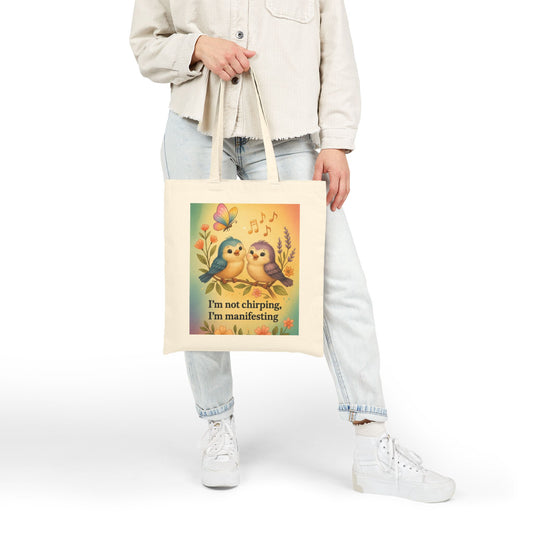 Manifesting Love Tote Bag, Cute Bird Design for Shopping, Eco-Friendly Gift, Spring/Summer Vibes, Perfect for Manifestation, Bird Lover's