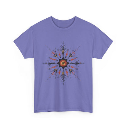 Boho Tribal Mandala Star Women's Cotton Tee, Ethnic Geometric Graphic T-Shirt, Festival Bohemian Style Gift, Bohemian Graphic Tee