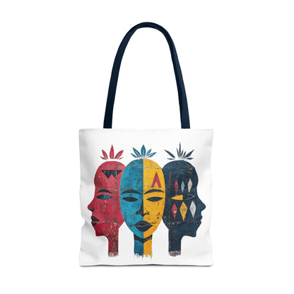 Artistic Tote Bag with Abstract Faces - Bohemian Style, Eco-Friendly Shopping Bag, Gift for Art Lovers, Unique Beach Bag, Festival Accessory