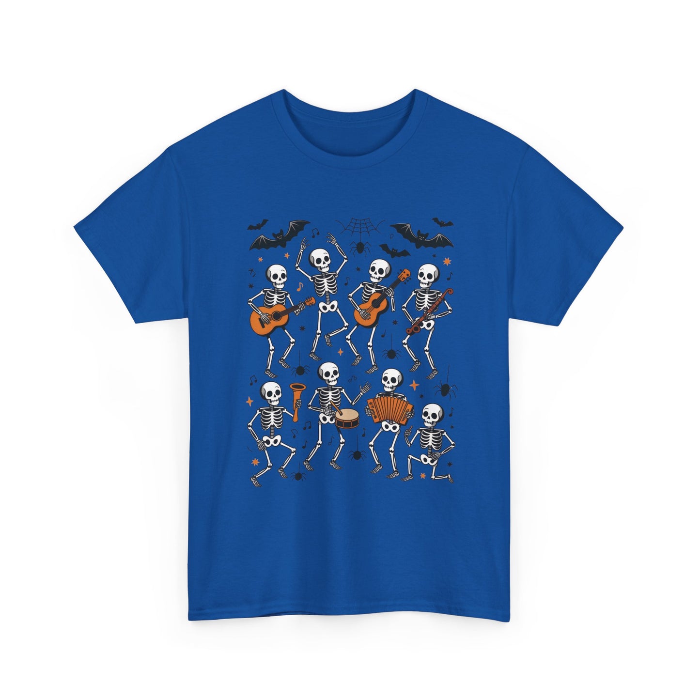 Dancing Skeleton Band Halloween T-Shirt for Men, Funny Spooky Music Tee, Rock and Roll Skeleton Shirt, Cool Halloween Party Outfit