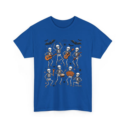 Dancing Skeleton Band Halloween T-Shirt for Men, Funny Spooky Music Tee, Rock and Roll Skeleton Shirt, Cool Halloween Party Outfit