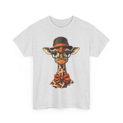 Hipster Giraffe T-Shirt with Hat and Glasses, Whimsical Giraffe Tee, Fun Gift, Cute Graphic Shirt, Unisex Heavy Cotton Tee