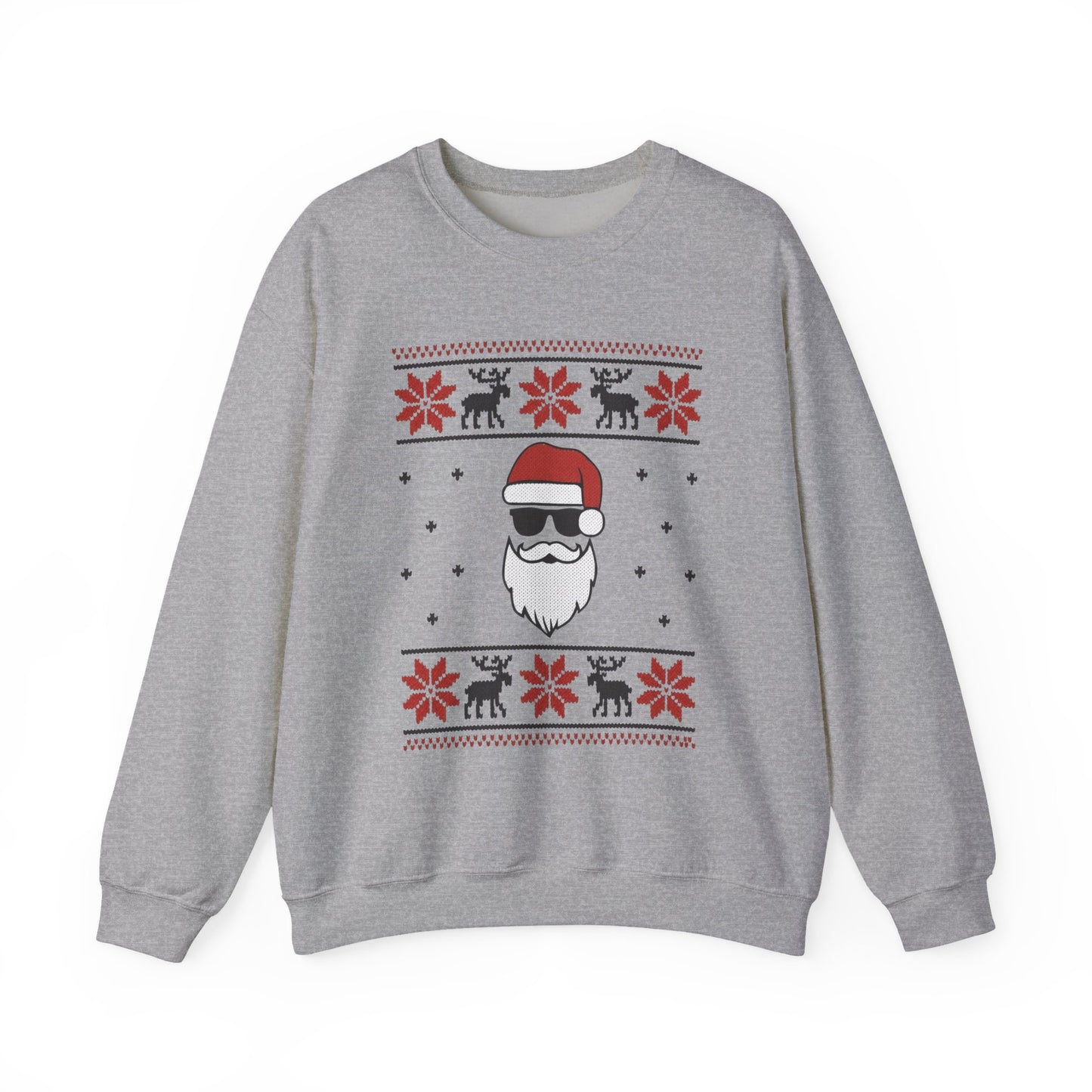 Cool Santa Men's Sweatshirt, Funny Knit Look Pullover, Retro Christmas Sweater Style