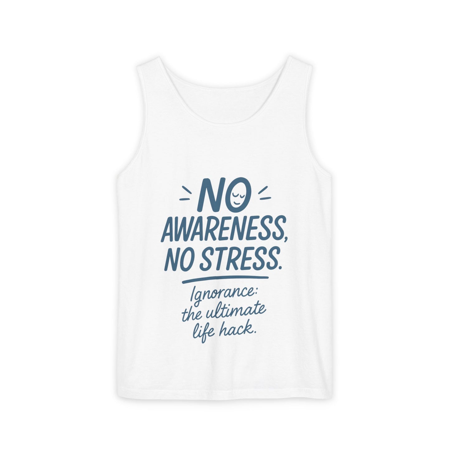 Womens No Awareness Racerback Tank Top, Funny No Stress Quote, Ignorance Life Hack, Workout Sleeveless Shirt, Motivational Shirt, Yoga