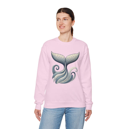 Whale Tail Ocean Sweatshirt, Unisex Heavy Blend Crewneck Sweatshirt, Nautical Coastal Sea Life Gift for Beach Lovers, Gift for Ocean Lovers