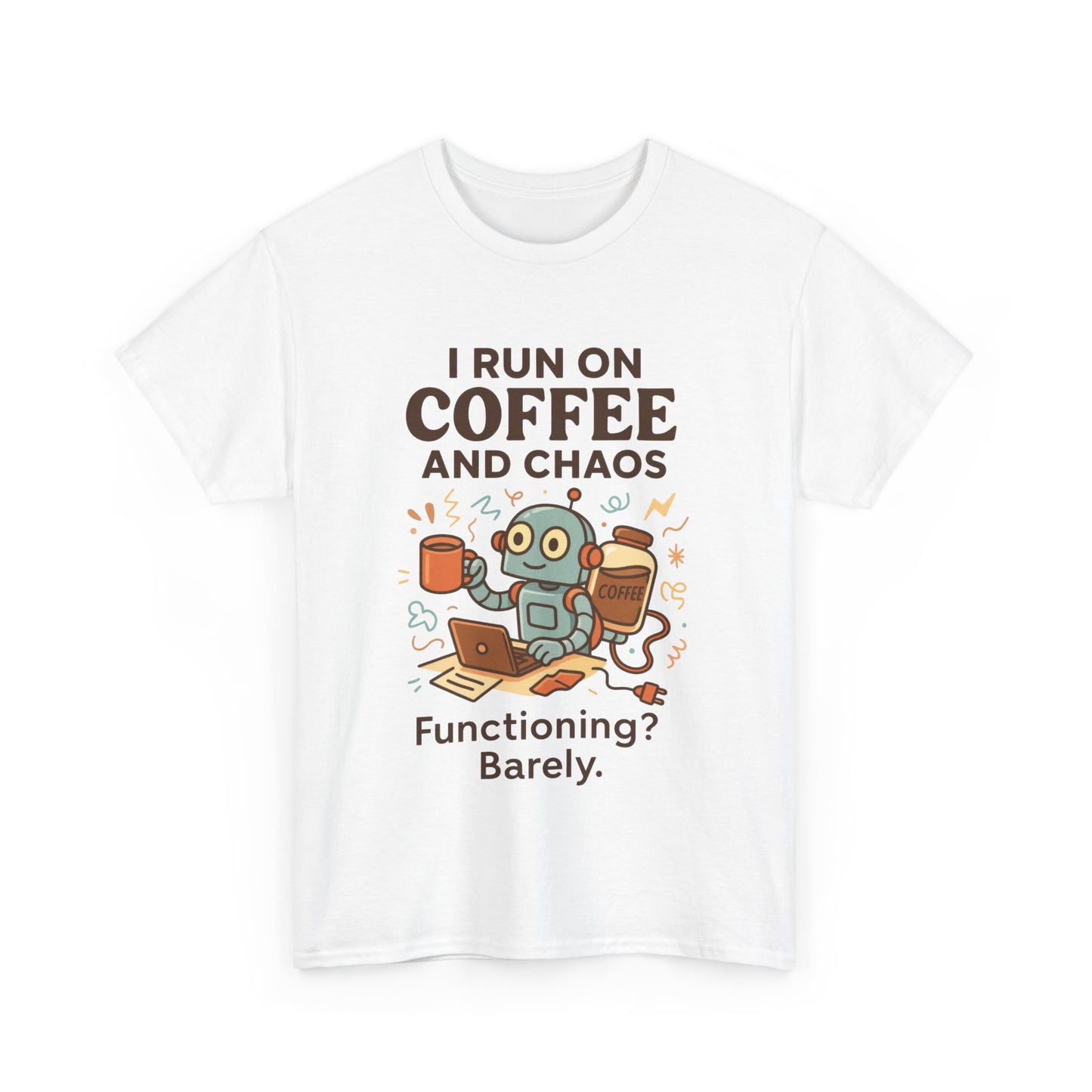 I Run on Coffee and Chaos Unisex Heavy Cotton Tee, Funny Coffee Lover Shirt, Gift for Him/Her, Work from Home Humor Tee, Relaxed Fit [...]