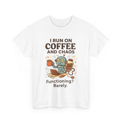 I Run on Coffee and Chaos Unisex Heavy Cotton Tee, Funny Coffee Lover Shirt, Gift for Him/Her, Work from Home Humor Tee, Relaxed Fit [...]