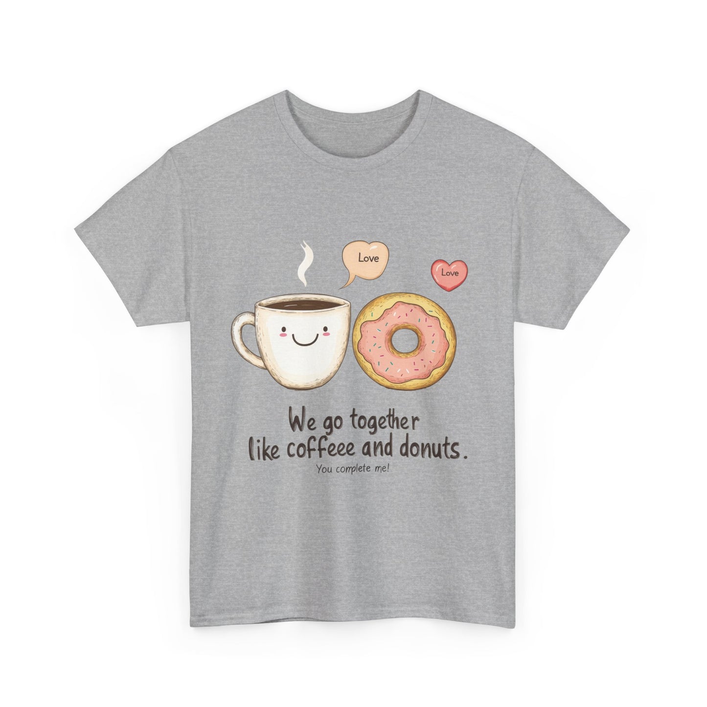 Cute Coffee and Donut Love T-Shirt, Funny Couple Quote, Kawaii Breakfast Graphic Shirt, Gift for Coffee Lovers, Gift for Valentine's Day