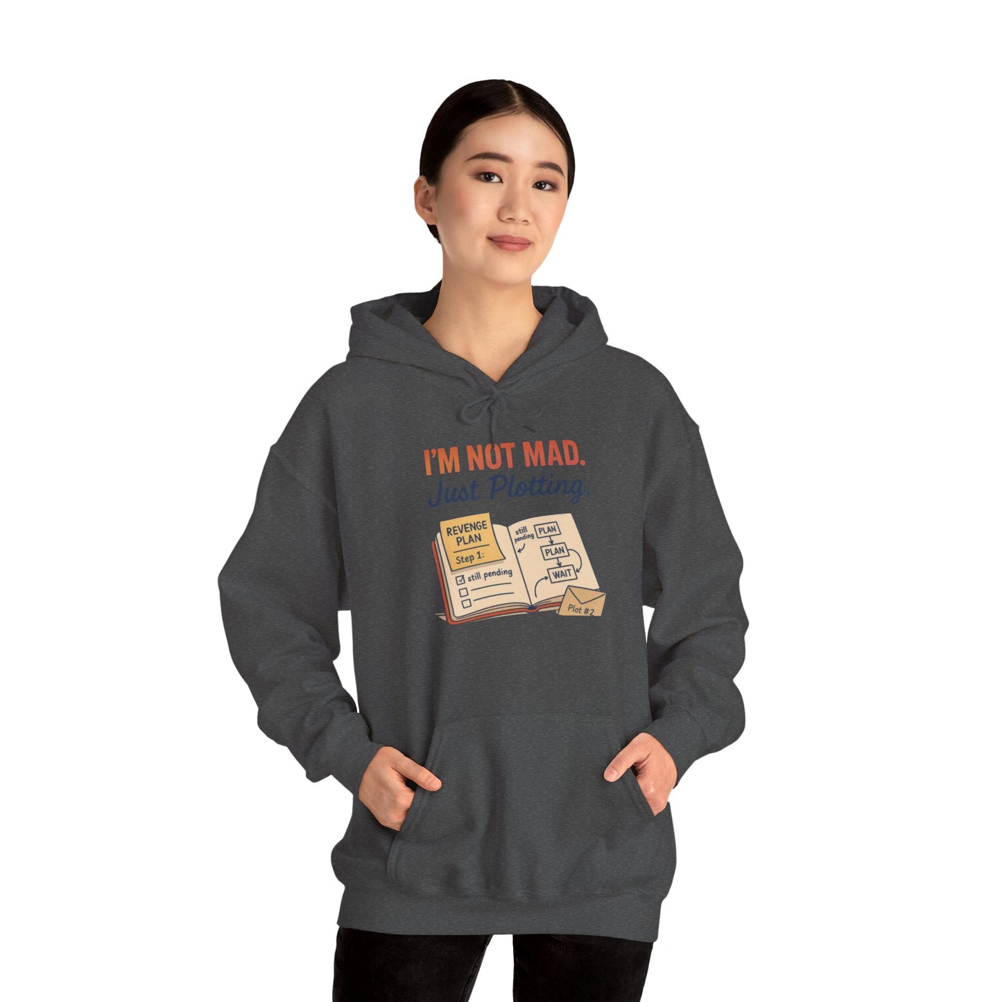 Sarcastic Womens Hoodie, Im Not Mad Just Plotting, Funny Passive Aggressive Sweatshirt Gift, Plotting Humor Hooded Womens Sweatshirt