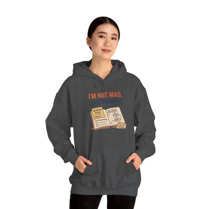 Sarcastic Womens Hoodie, Im Not Mad Just Plotting, Funny Passive Aggressive Sweatshirt Gift, Plotting Humor Hooded Womens Sweatshirt