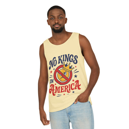 No Kings in America Tank Top - Funny Patriotic Anti Monarchy Sleeveless Shirt - USA Freedom Top, Unisex Summer Apparel, USA Independence Day