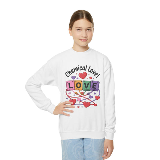Chemical Love Youth Sweatshirt, Cute Crewneck, Trendy Teen Apparel, Cozy Casual Style, Valentine's Day Gift For Girl, Birthday