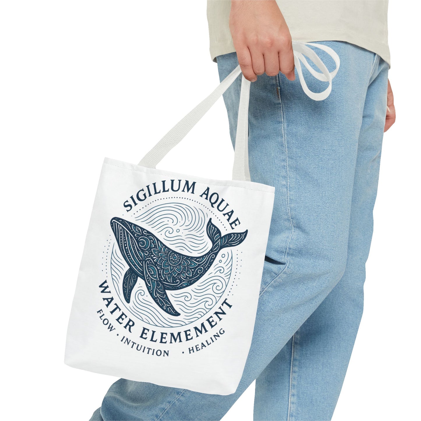 Whale Water Element Tote Bag: Spiritual Gift, Eco-Friendly, Beach Bag, Yoga Accessories, Meditation Essentials, Weekender Bag, Large Bag