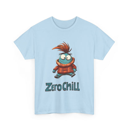 Zero Chill Funny Cartoon Character Tee, Quirky Cute Monster Shirt, Chill Vibes Humor Gift, Fun Cartoon T-Shirt, Chill Vibe Shirt