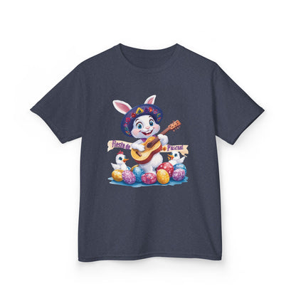 Mexican Easter Bunny Kids T-Shirt - Fiesta de Pascua Shirt with Guitar, Fun Spring Festival Tee, Colorful Holiday Gift for Children