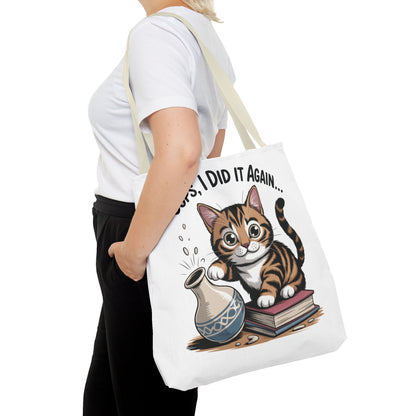 Cat-Themed Tote Bag, "Oops, I Did It Again", Perfect Gift for Cat Lovers, Pet Owners, Birthday, or Everyday Use, Large Tote Bag, beach bag