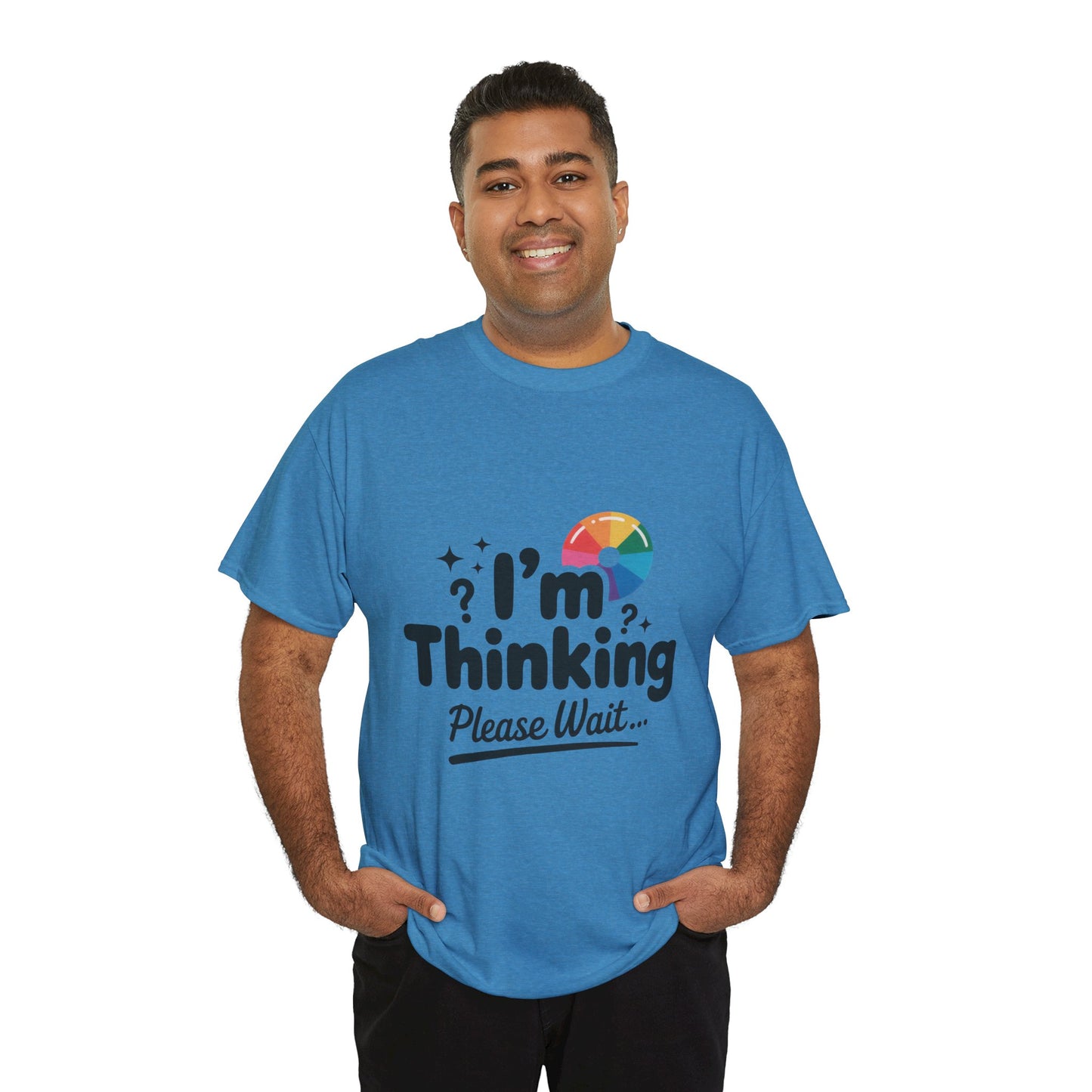 Funny - Im Thinking Please Wait - Mens T-Shirt, Cute Geeky Gift for Introverts, Programmers, Designers, Fun Humor Shirt, Gift for Adults