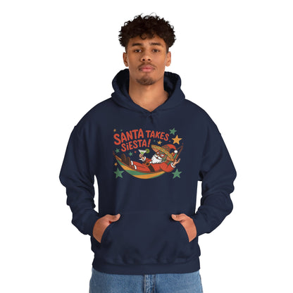 Santa Takes a Siesta Funny Christmas Hoodie for Men, Mexican Santa Holiday Sweatshirt, Siesta Santa Christmas Sweater