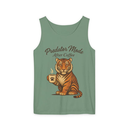 Predator Mode After Coffee Tank Top - Funny Coffee Lover Mens Muscle Tank - Tiger Caffeine Gym Shirt - Morning Motivation Top