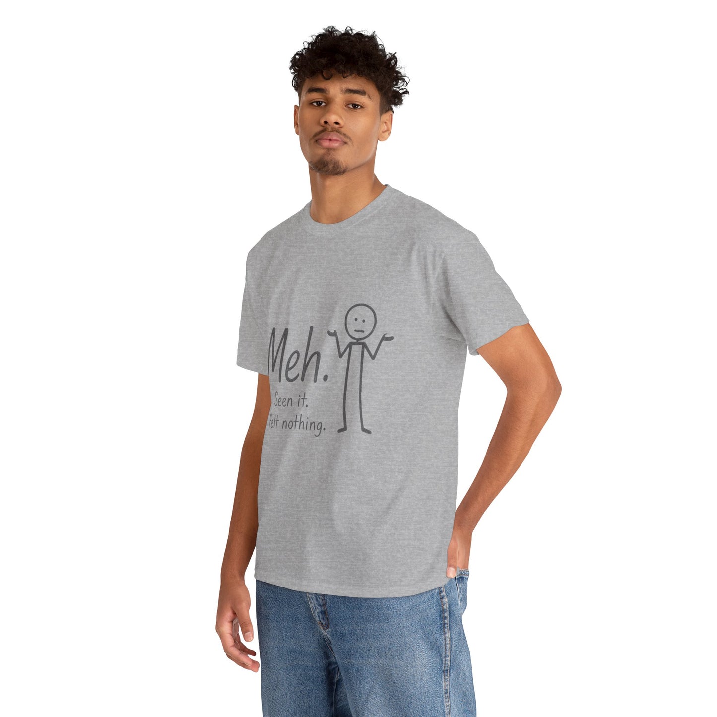 Meh. Heavy Cotton Men's Tee, Comfortable & Casual Humor Shirt, Gift for Friends, Relaxed Fit for Everyday Wear, Ideal for Birthdays, Moods