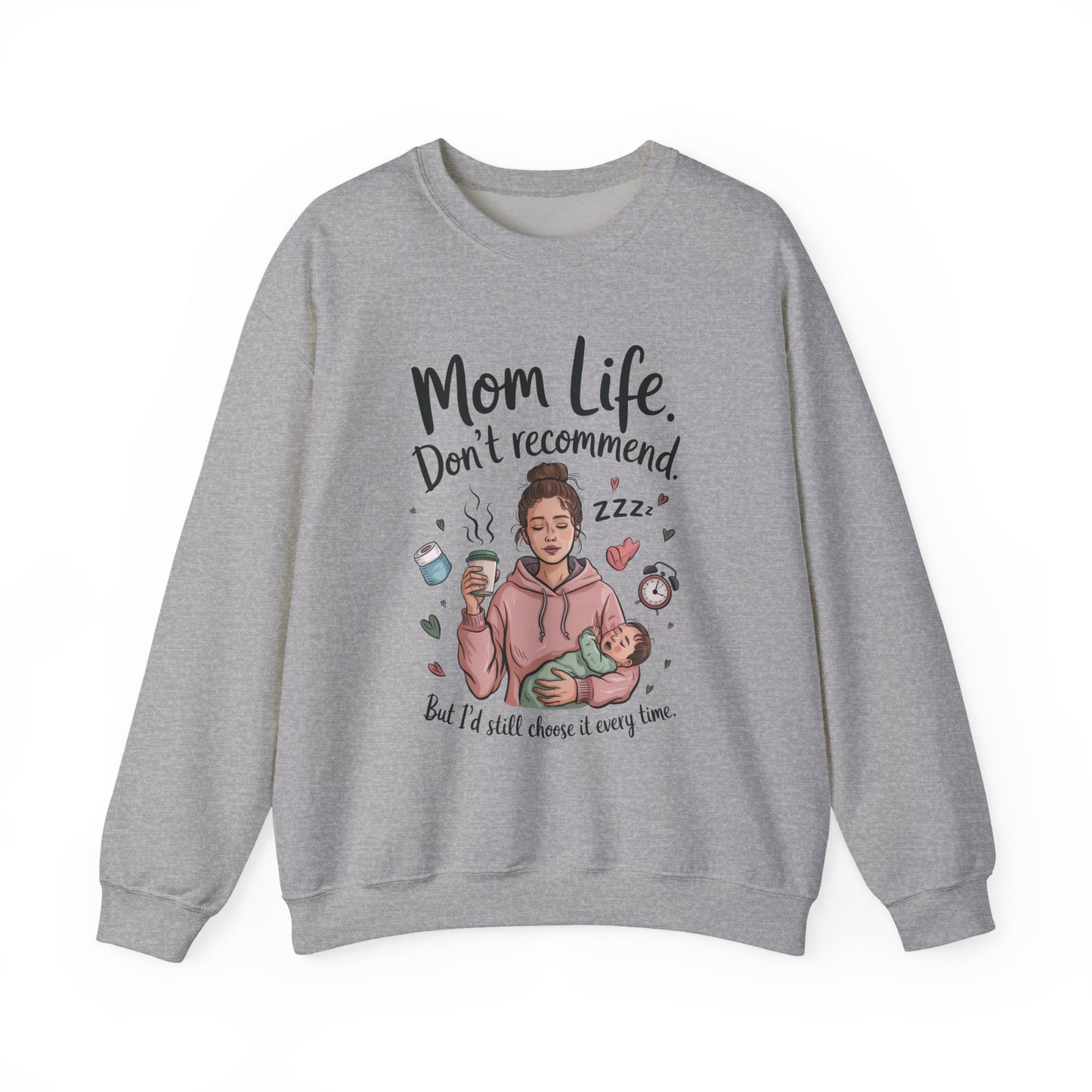 Mom Life Crewneck Sweatshirt, New Mom Gift, Cozy Everyday Wear, Funny Parent Apparel, Tired Mama Humor Tee