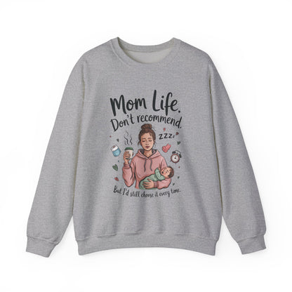 Mom Life Crewneck Sweatshirt, New Mom Gift, Cozy Everyday Wear, Funny Parent Apparel, Tired Mama Humor Tee